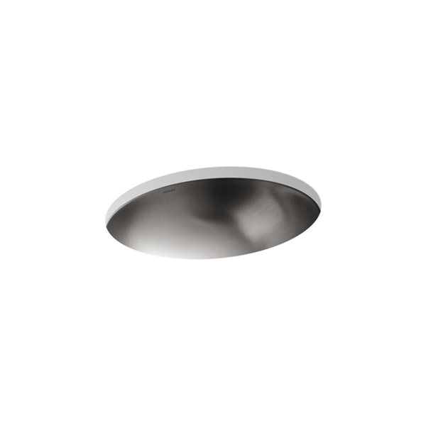 KOHLER Bachata 19.87-in x 16.68-in Chrome Stainless Steel Drop-In or Undermount Oval Bathroom Sink