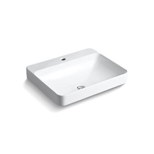 KOHLER Vox 23-in x 18.12-in White Vitreous China Vessel Rectangular Bathroom Sink with Overflow Drain