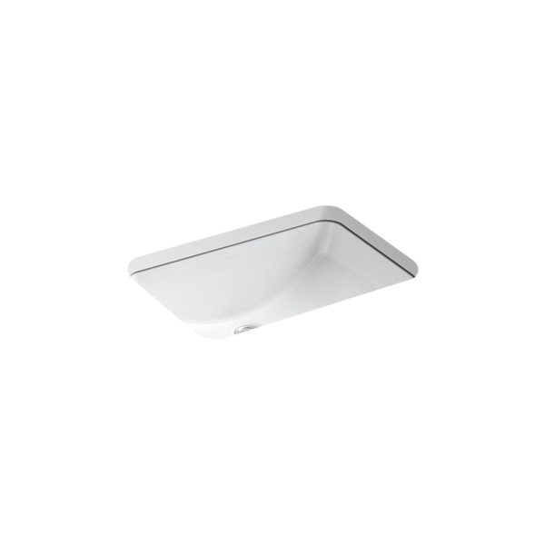 KOHLER Ladena 20.87-in x 14.37-in White Vitreous China Undermount Rectangular Bathroom Sink with Overflow Drain