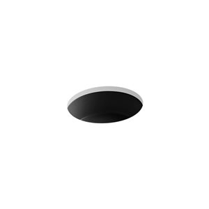 Lavabo encastré Verticyl par Kohler rond de 15,75 po x 15,75 po en porcelaine vitrifiée avec drain de trop-plein, noir
