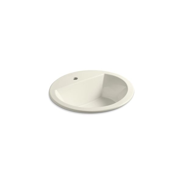 KOHLER Bryant 18.87-in Biscuit Vitreous China Drop-In Round Bathroom Sink with Overflow Drain