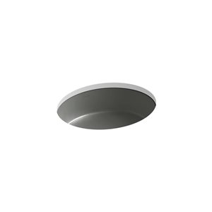 KOHLER Verticyl 19.12-in x 16-in Thunder Grey Vitreous China Undermount Oval Bathroom Sink with Overflow Drain
