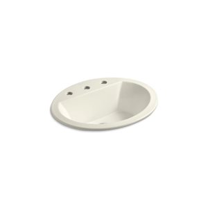 KOHLER Bryant 20.12-in x 16.5-in Biscuit Vitreous China Drop-In Oval Bathroom Sink with Overflow Drain