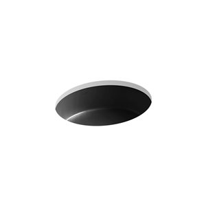 Kohler Verticyl 19.12-in x 16-in Black Vitreous China Undermount Oval Bathroom Sink with Overflow Drain