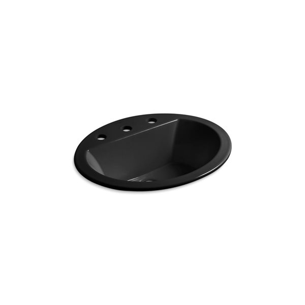 KOHLER Bryant Black 20.12-in x 16.5-in Vitreous China Drop-In Oval Bathroom Sink with Overflow Drain