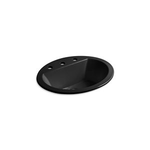 Kohler Bryant Black 20.12-in x 16.5-in Vitreous China Drop-In Oval Bathroom Sink with Overflow Drain
