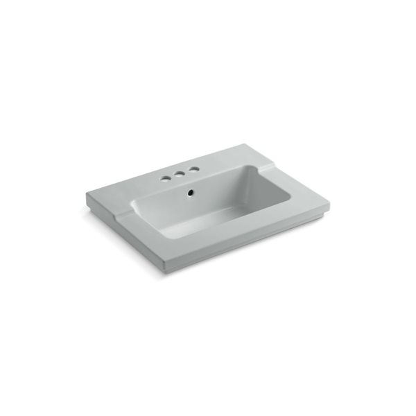 KOHLER Tresham 25.44-in x 19.06-in Ice Grey Vitreous China Drop-In Rectangular Bathroom Sink with Overflow Drain