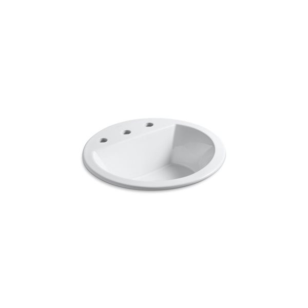 KOHLER Bryant 18.87-in x 18.87-in White Vitreous China Drop-In Round Bathroom Sink with Overflow Drain