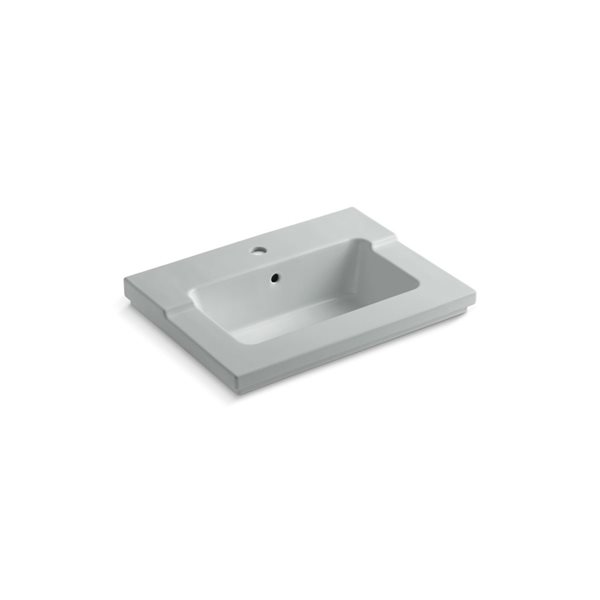 KOHLER Tresham Ice Grey 25.44-in x 19.06-in Vitreous China Drop-In Rectangular Bathroom Sink with Overflow Drain