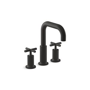 KOHLER Purist Matte Black 2-Handle Residential Deck Mount Roman Bathtub Faucet