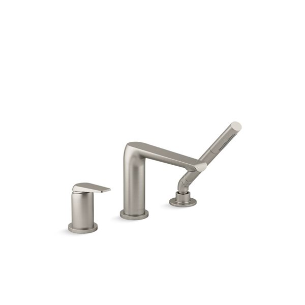 KOHLER Avid Brushed Nickel 1-Handle Residential Deck Mount Roman Bathtub Faucet - Hand Shower Included