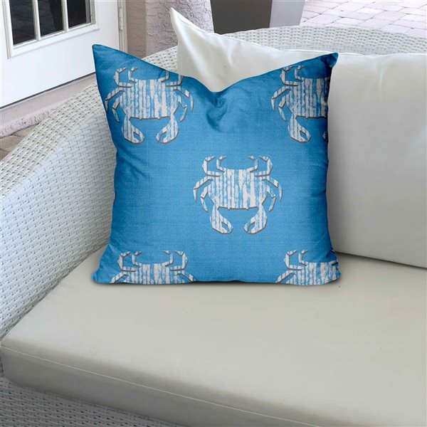 Joita Home Crabby 17-in x 17-in Indoor/Outdoor Soft Royal Pillow, Envelope Cover with Insert - Set of 2