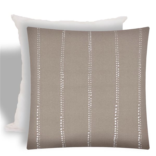 Joita Home Drizzle 17-in x 17-in Taupe Indoor/Outdoor Zippered Pillow Cover with Insert - Set of 2