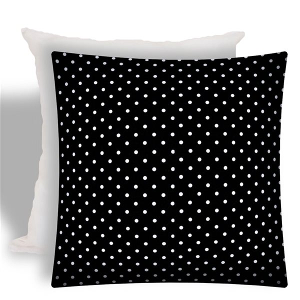 Joita Home Diner Dot 17-in x 17-in Black Indoor/Outdoor Zippered Pillow Cover with Insert - Set of 2