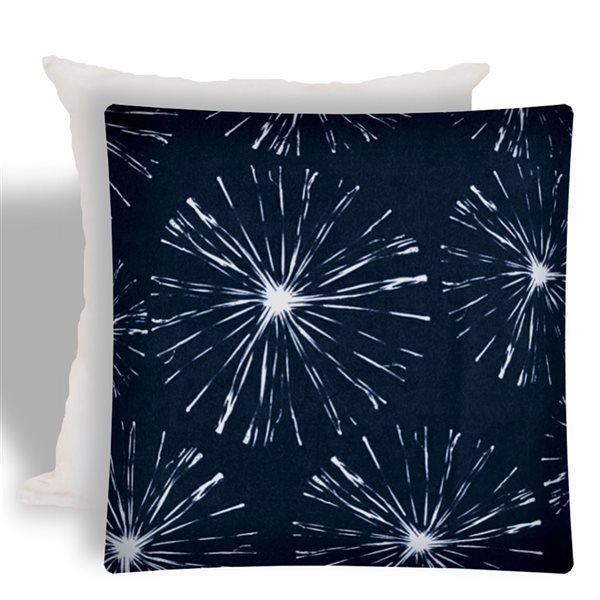 Joita Home Fireworks 17-in x 17-in Navy Indoor/Outdoor Zippered Pillow Cover with Insert - Set of 2