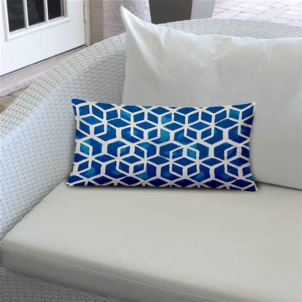 Joita Home Cube 20-in x 14-in Indoor/Outdoor Soft Royal Pillow, Sewn Closed