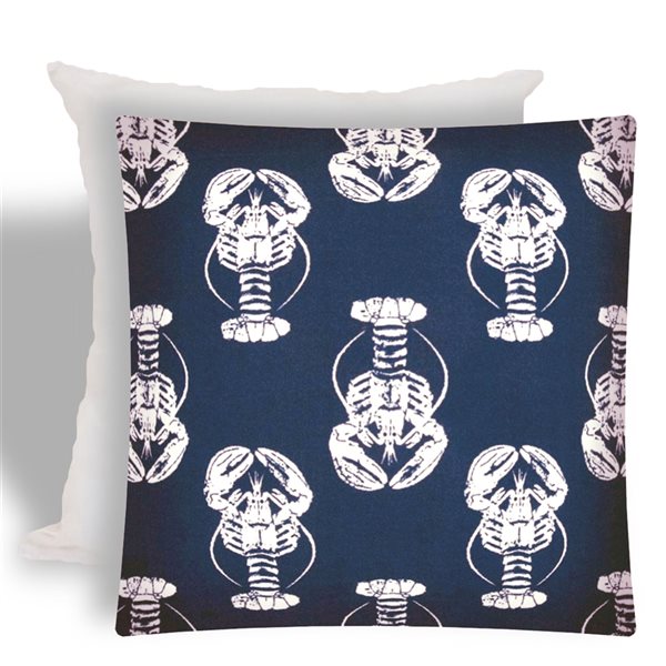 Joita Home Lobsterfest 17-in x 17-in Navy Indoor/Outdoor Zippered Pillow Cover with Insert - Set of 2