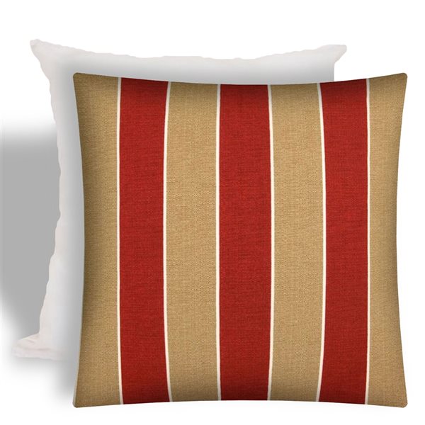 Joita Home Madalena Stripe 17-in x 17-in Red Zippered Pillow Cover with Insert - Set of 2