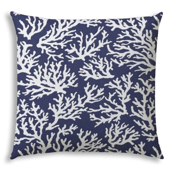 Joita Home Coral Reef 20-in x 20-in Royal Indoor/Outdoor Pillow with Sewn Closure
