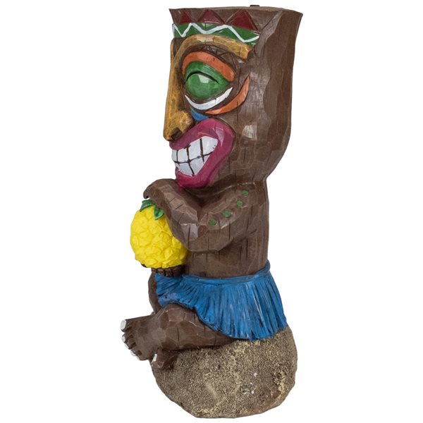 Northlight 13.75-in Solar Lighted Polynesian Outdoor Garden Smiling Tiki Statue