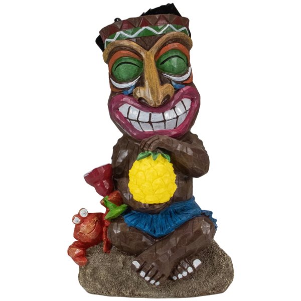 Northlight 13.75-in Solar Lighted Polynesian Outdoor Garden Smiling Tiki Statue