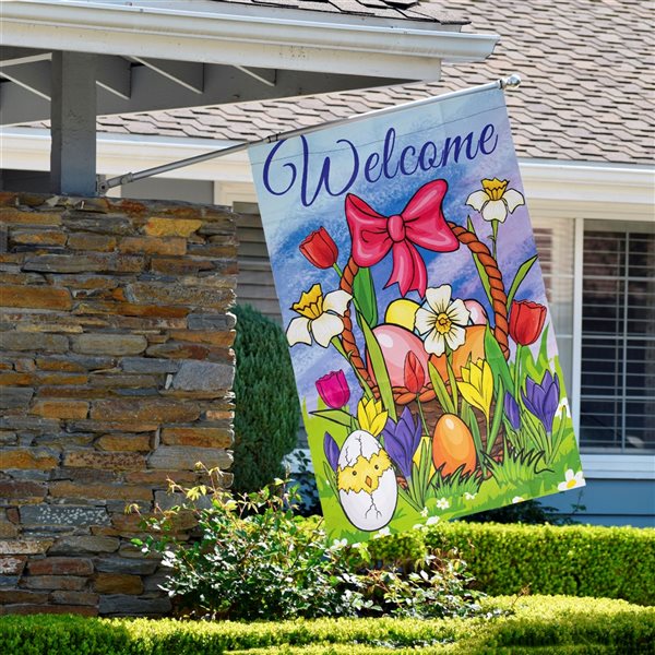 Northlight 28-ft W x 40-ft H Easter Welcome House Flag