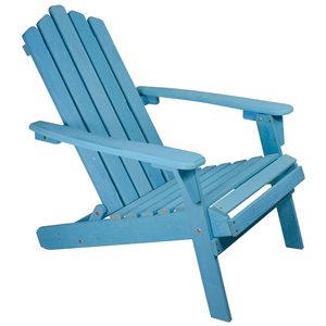 Northlight Blue Wood Stationary Adirondack Chair with Solid Seat