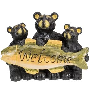 Northlight 10-in Bear Family Trio Welcome Sign Outdoor Garden Statue