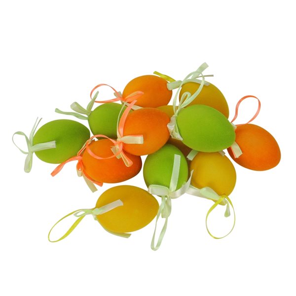 Northlight 2.5-in Orange and Green Plastic Easter Egg Ornaments - Set of 12