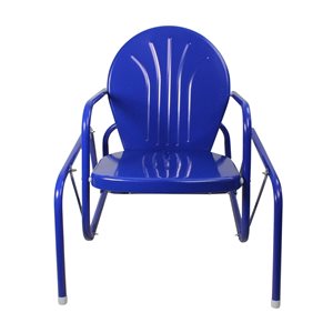 Northlight Blue Metal Swivel Glider Balcony Chair with Solid Seat