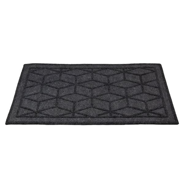 Northlight 18-in x 30-in Grey Rectangular Outdoor Geometric Door Mat