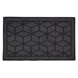 Northlight 18-in x 30-in Grey Rectangular Outdoor Geometric Door Mat