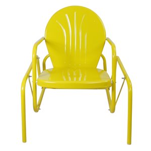 Northlight Yellow Metal Swivel Glider Balcony Chair with Solid Seat