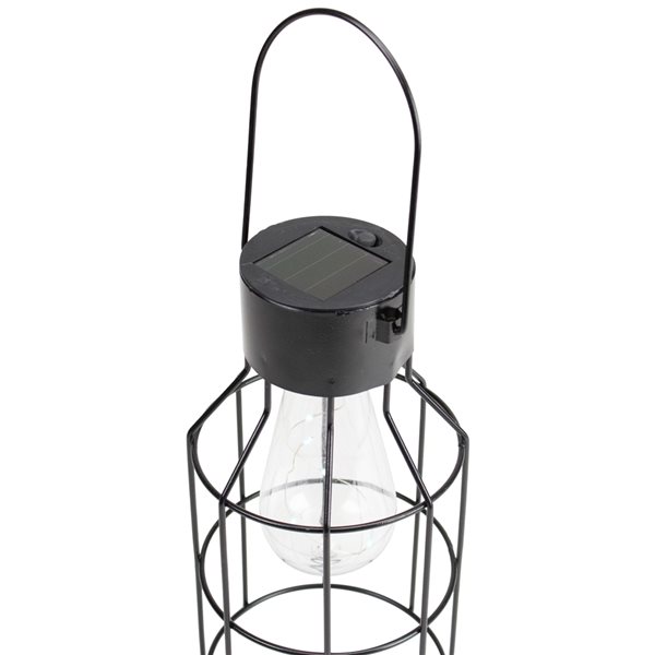 Northlight 5-in x 9.5-in Metal Solar Black Outdoor Decorative Lantern
