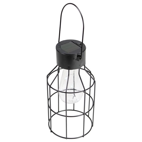 Northlight 5-in x 9.5-in Metal Solar Black Outdoor Decorative Lantern