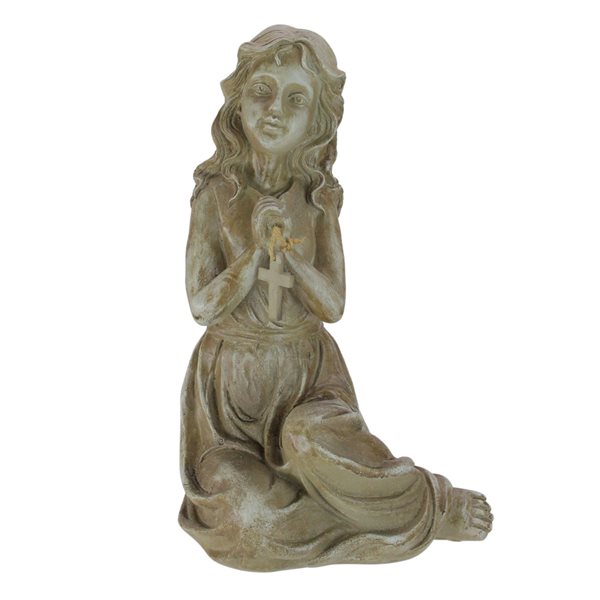 Northlight 14.5-in Inspirational Sitting Angel with Cross Outdoor ...