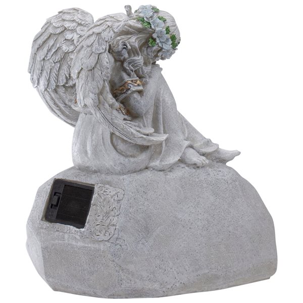 Northlight 9.25-in Grey Solar Powered Welcome to Our Garden' Angel Outdoor  Garden Statue