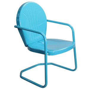 Northlight Turquoise Blue Metal Stationary Dining Chair with Solid Seat