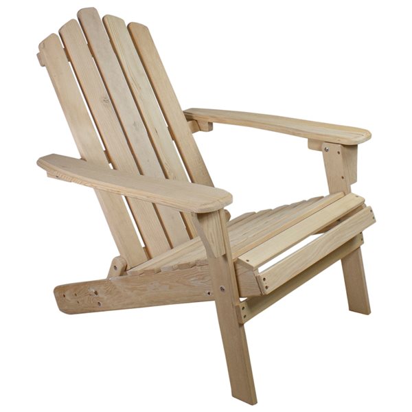 Northlight Natural Wood Stationary Adirondack Chair with Solid Seat