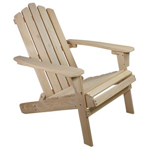 Northlight Natural Wood Stationary Adirondack Chair with Solid Seat