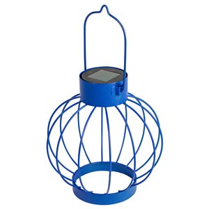 Northlight 6-in x 6.5-in Blue Metal Solar LED Outdoor Decorative Lantern