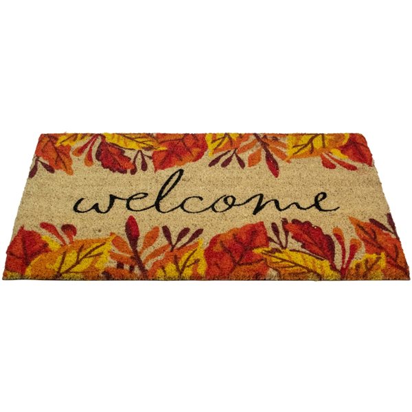 Northlight Black and Natural Coir Rectangular Welcome Doormat 22 x 48