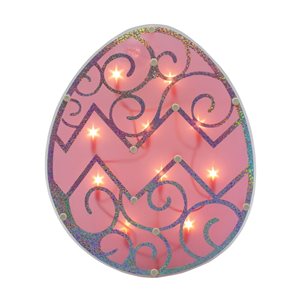 Northlight 12-in Pink Plastic Lighted Easter Egg Window Silhouette
