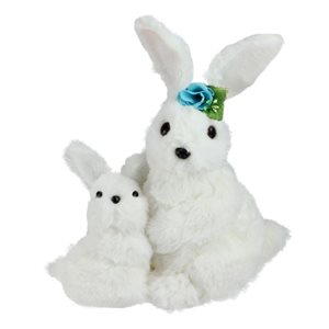 Northlight 10-in White Polyester Mother and Baby Easter Bunnies Figurine