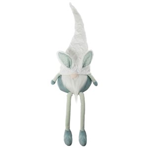 Northlight 33-in White and Green Polyester Gnome with Bunny Ears Figurine