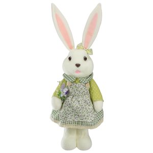 Northlight 20-in White and Green Fabric Easter Rabbit Girl Figurine