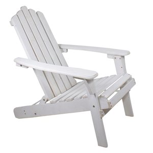 Northlight White Wood Stationary Adirondack Chair with Solid Seat