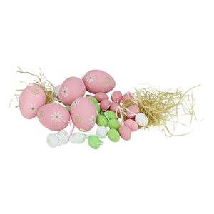 Northlight 3.25-in Pink and White Painted Plastic Easter Egg Ornaments - Set of 29