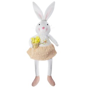 Northlight 24-in White and Pink Polyester Easter Rabbit Girl Figurine