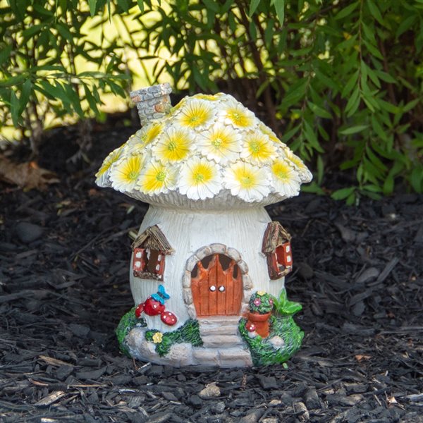 Northlight 7.25-in Solar Lighted Flower House Outdoor Garden Statue